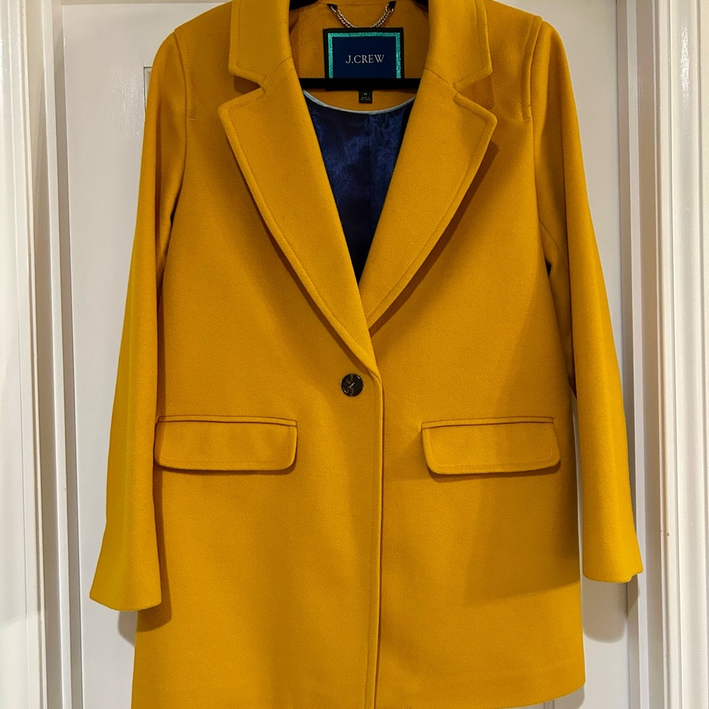J. Crew Women's Oversized Wool and Cashmere Mustard Yellow Coat